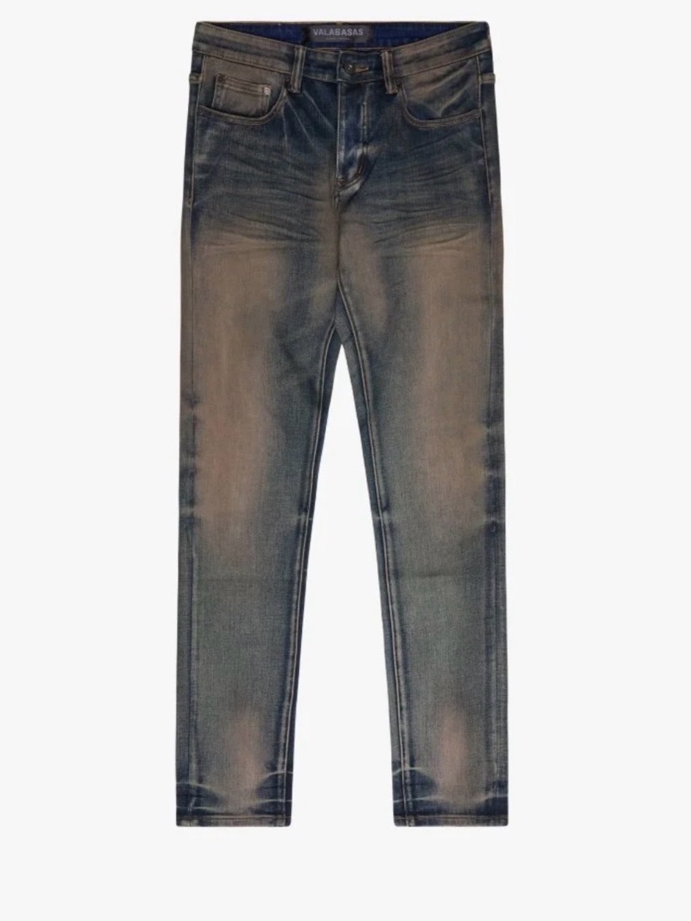 VALABASAS Men's Slim Straight Washed Blue Jeans